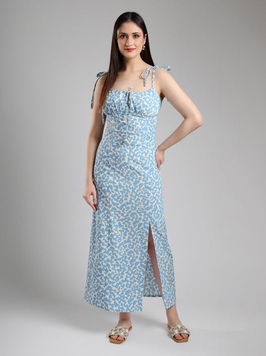 Lyra Blue long Slit dress