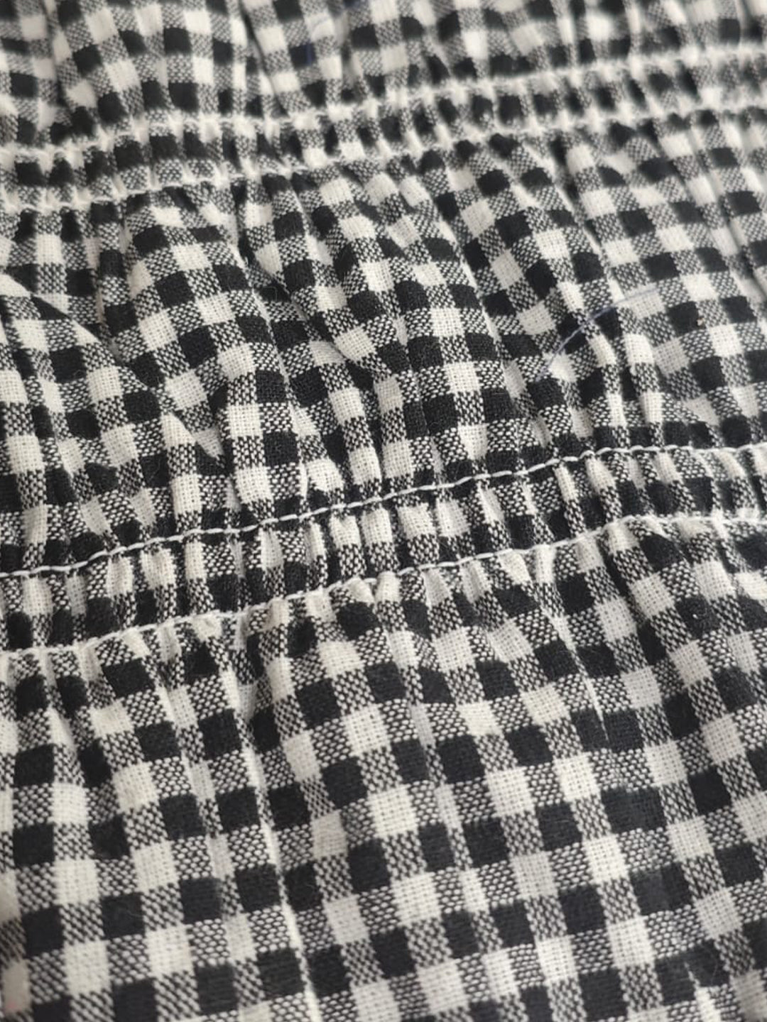 Noir Gingham Smocked Peplum Top