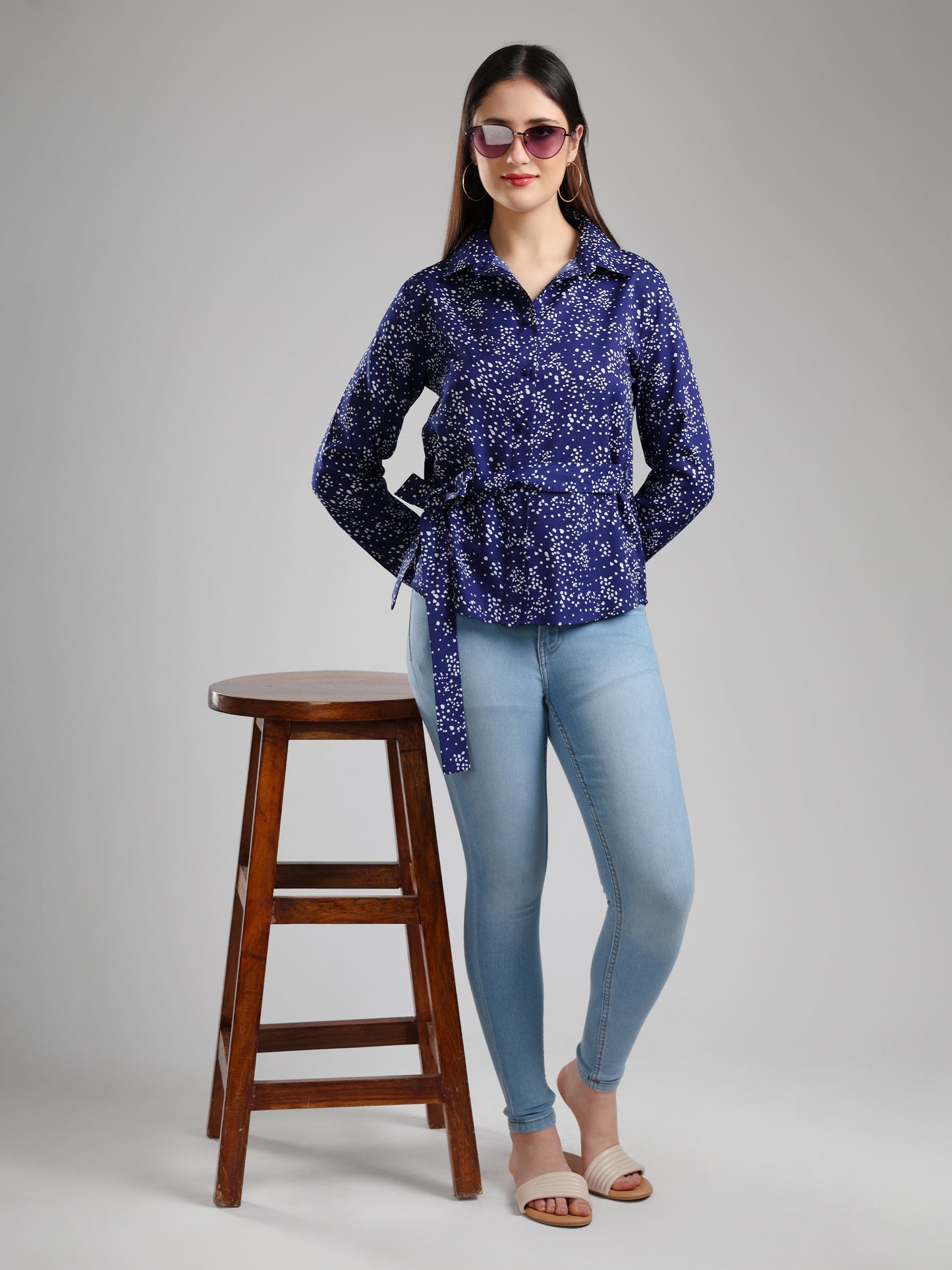 Zivara chic printed shirt - Navy