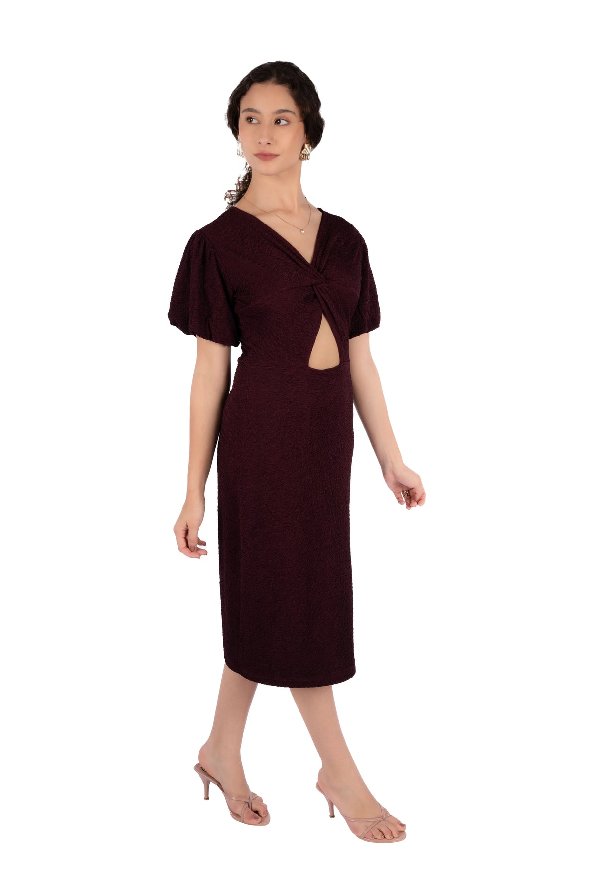 Sorin Prune Scrabble Flare Dress