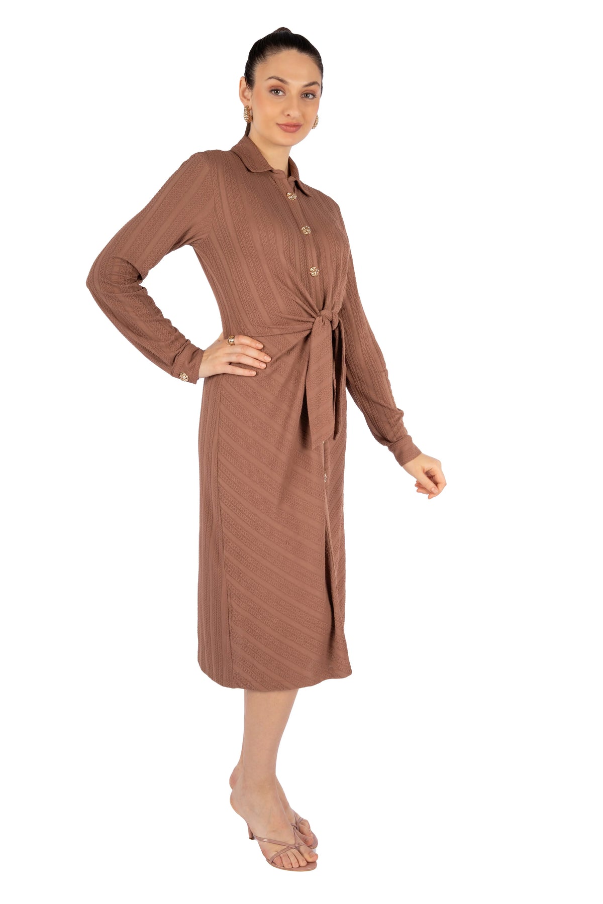 Olya Brown Double Steep Flare Midi