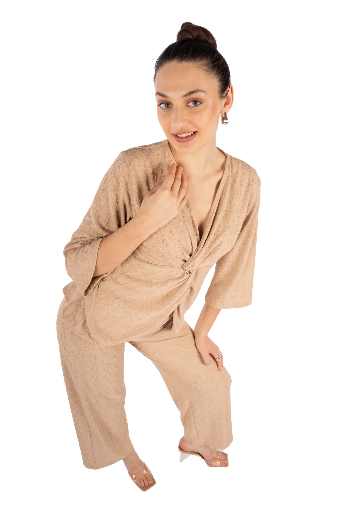 Leen Single Jacquard Co-ord Set-Beige
