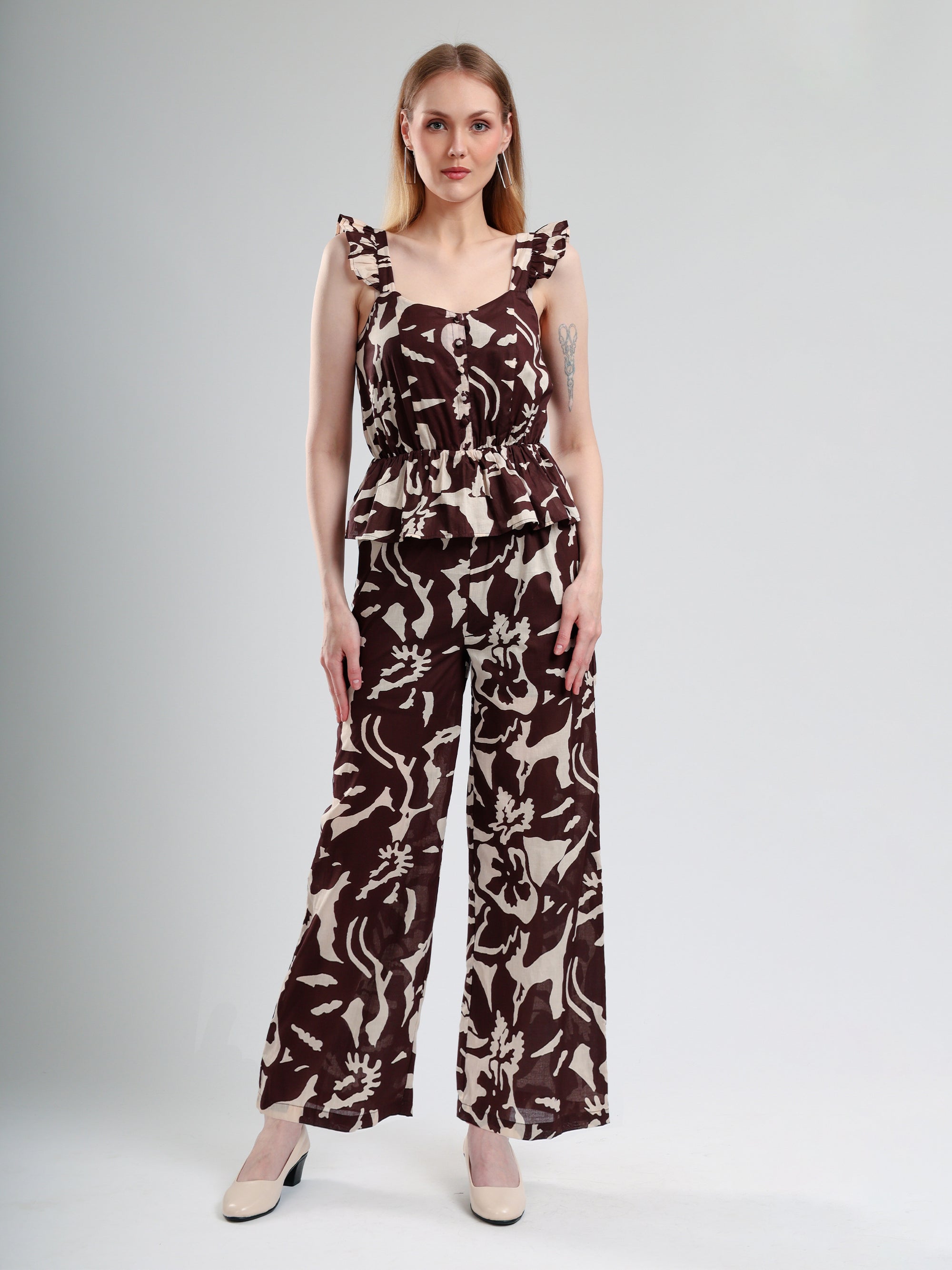 Cory Edge Aegean abstract jumpsuit- Brown