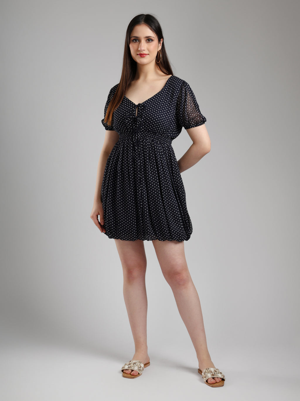 Selis Polka Chiffon Dress