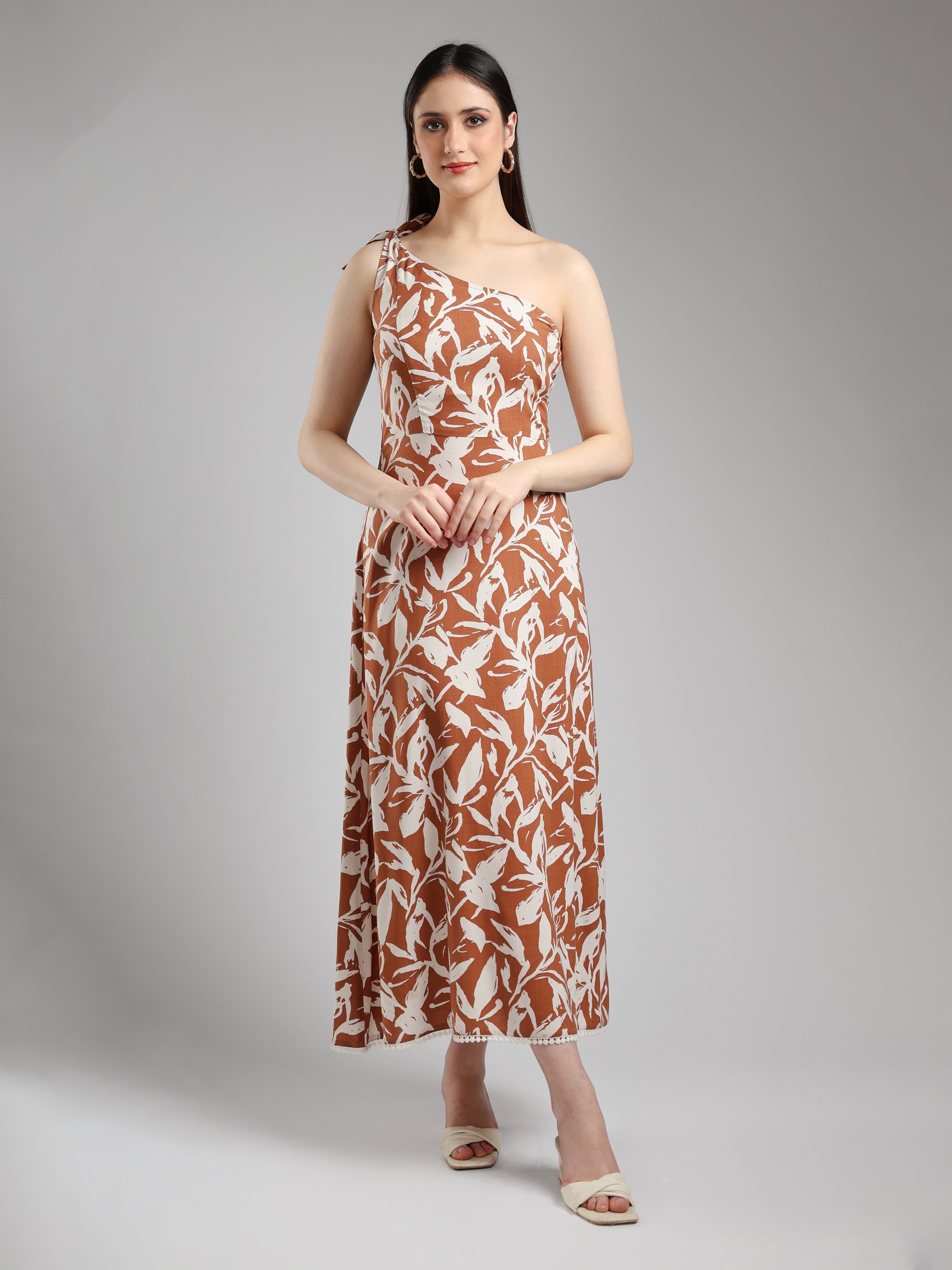 Alizeh One Shoulder Dress- Printed