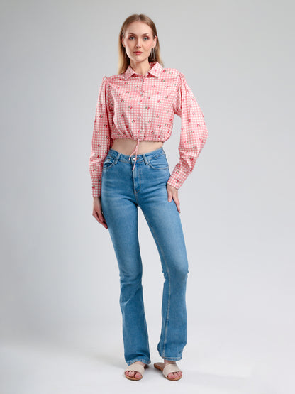 Cory Edge Athena Full sleeve top- Cherry pink
