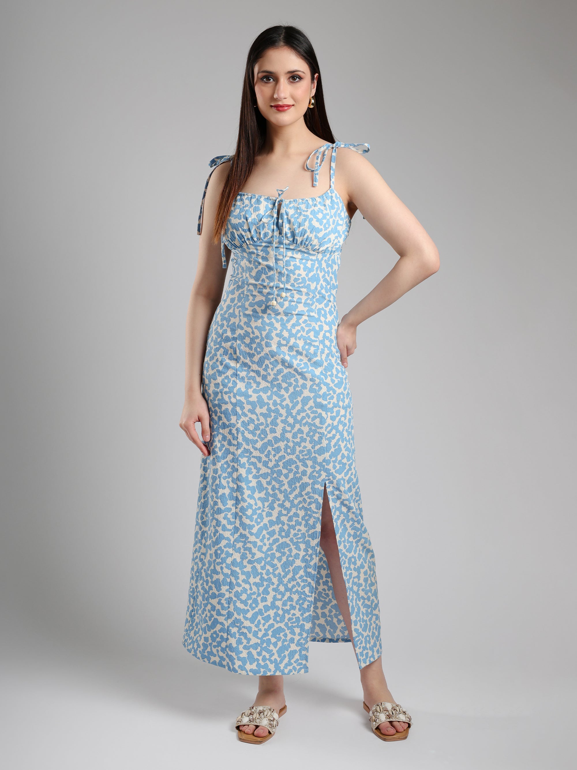 Lyra Blue long Slit dress