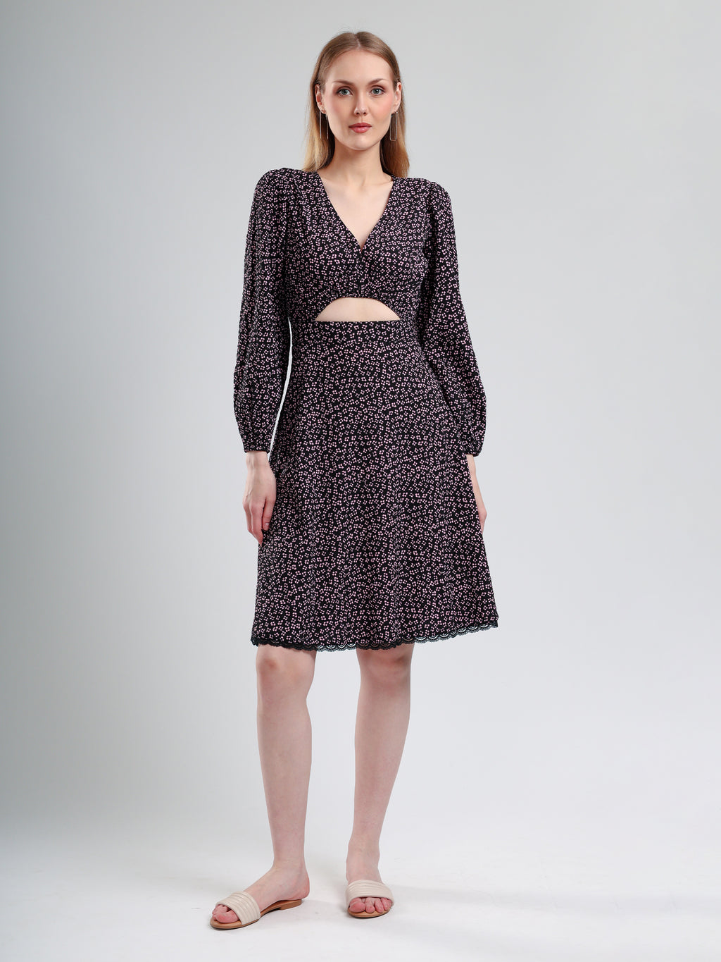 Cory Edge Santorini long sleeve V neck dress