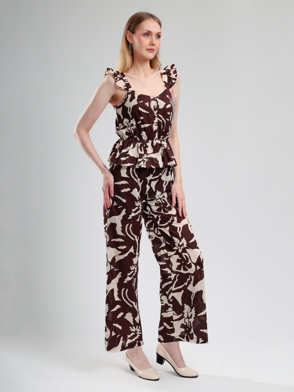 Cory Edge Aegean abstract jumpsuit- Brown