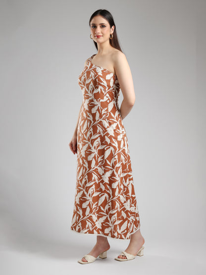Alizeh One Shoulder Dress- Printed