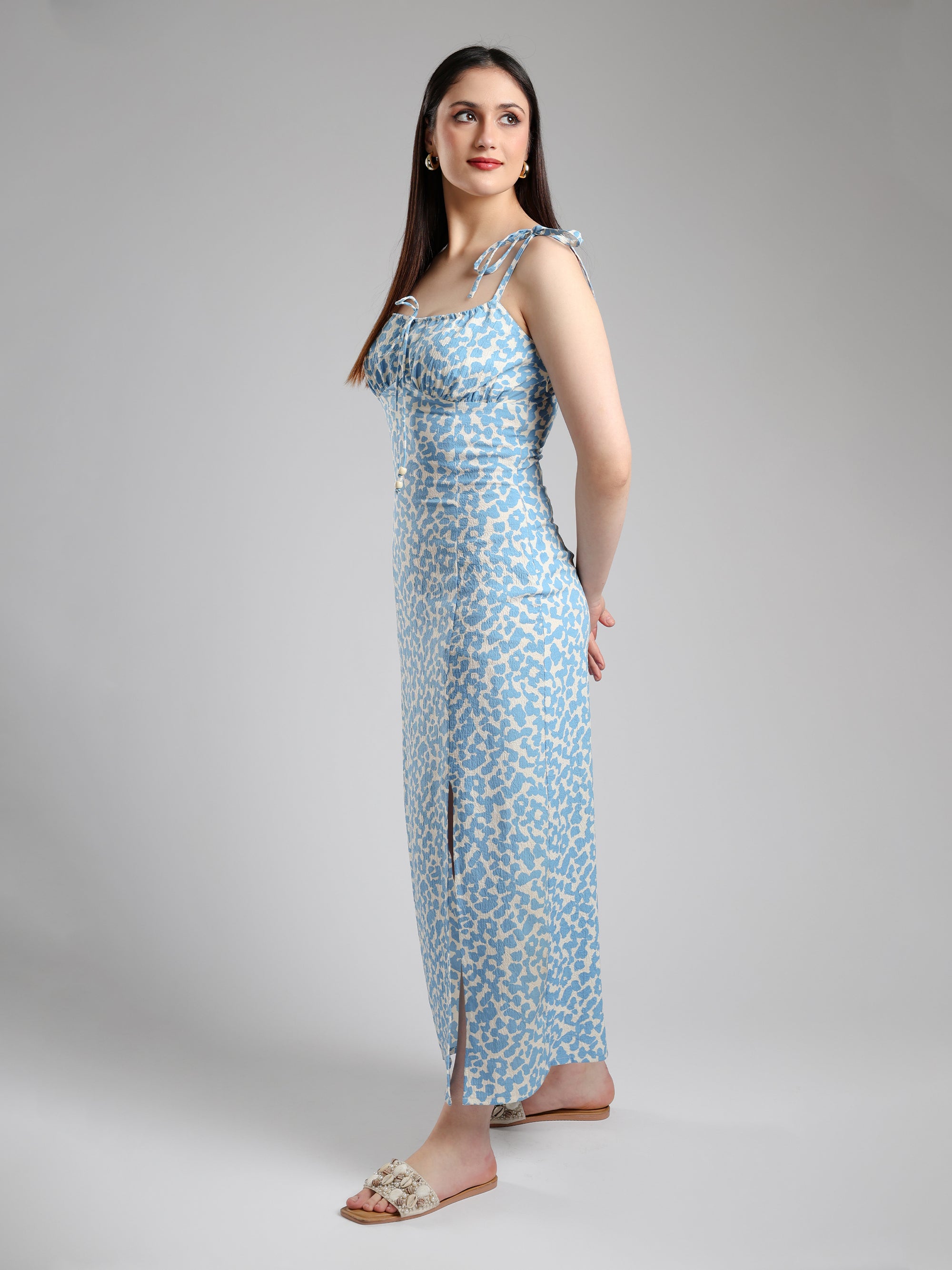 Lyra Blue long Slit dress