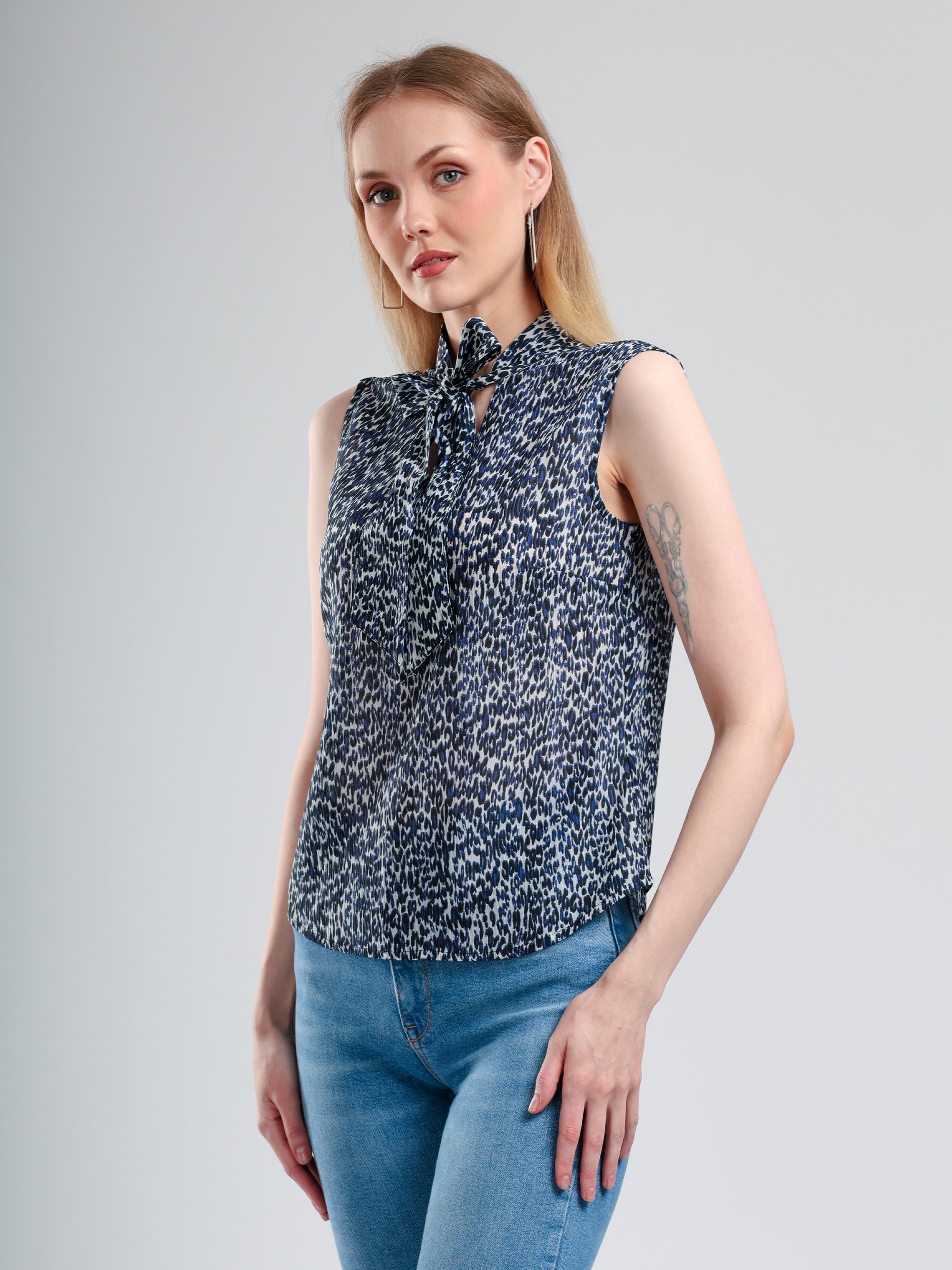 Cory edge Paros sleeveless blouse- Animal print