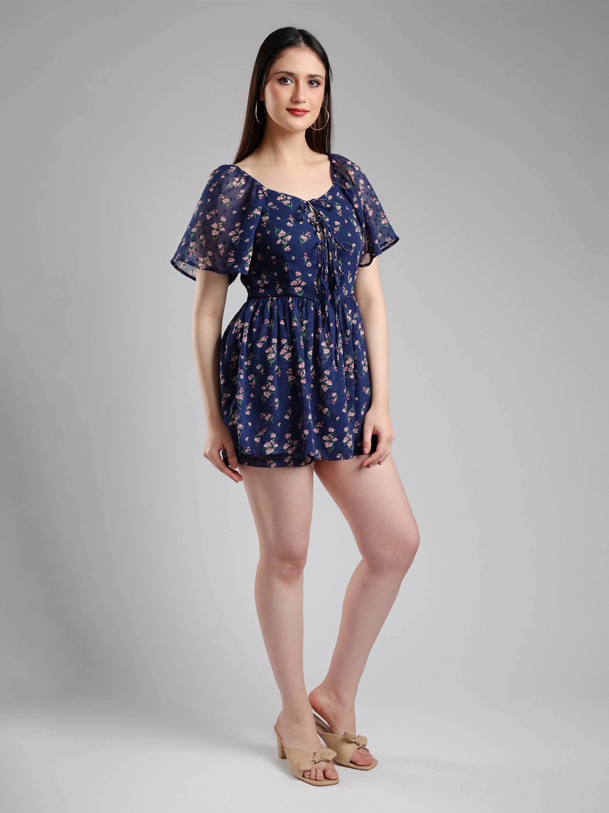Serra Printed Blue Romper