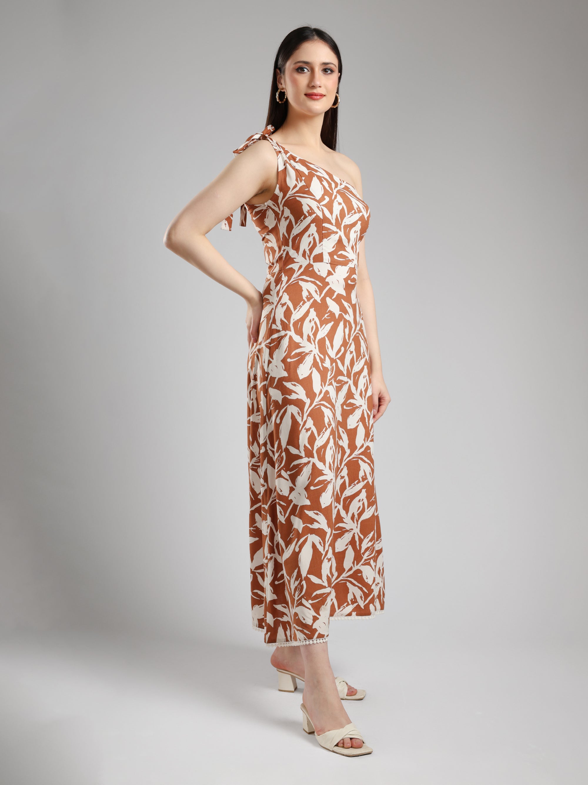 Alizeh One Shoulder Dress- Printed