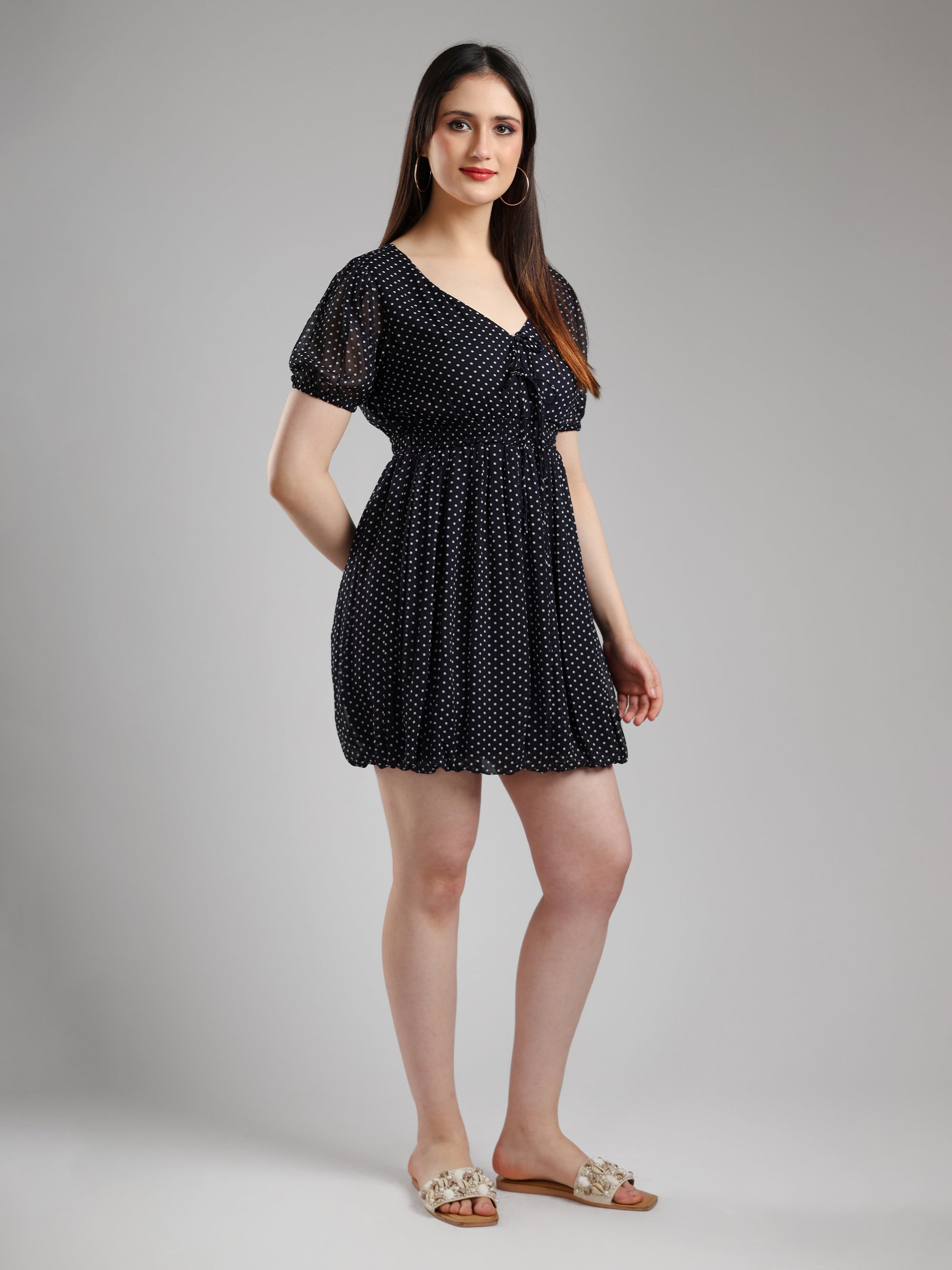 Selis Polka Chiffon Dress