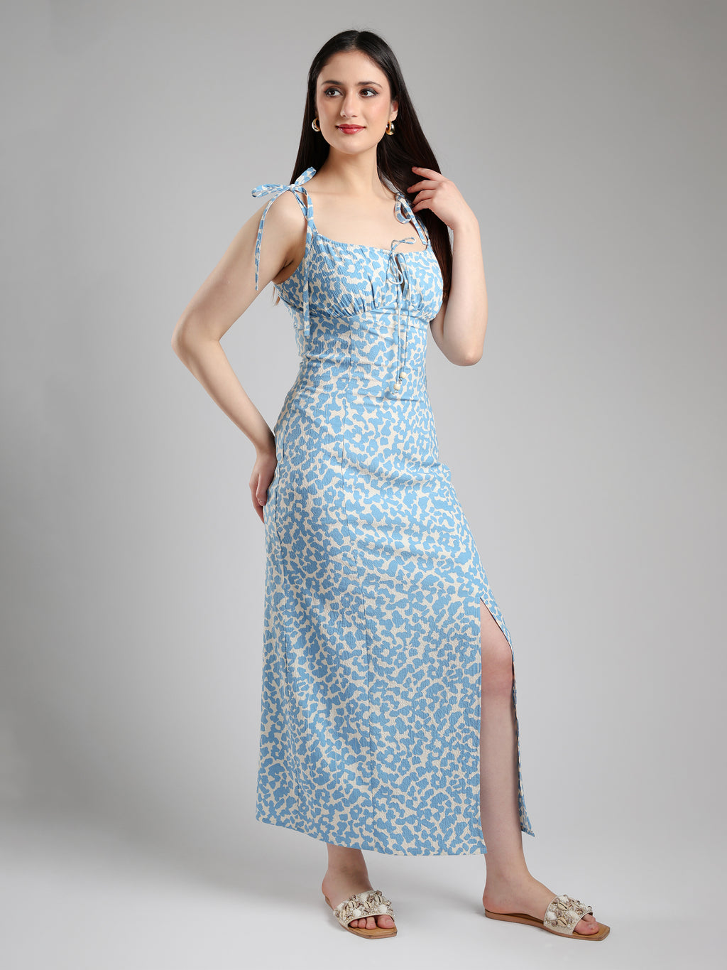 Lyra Blue long Slit dress