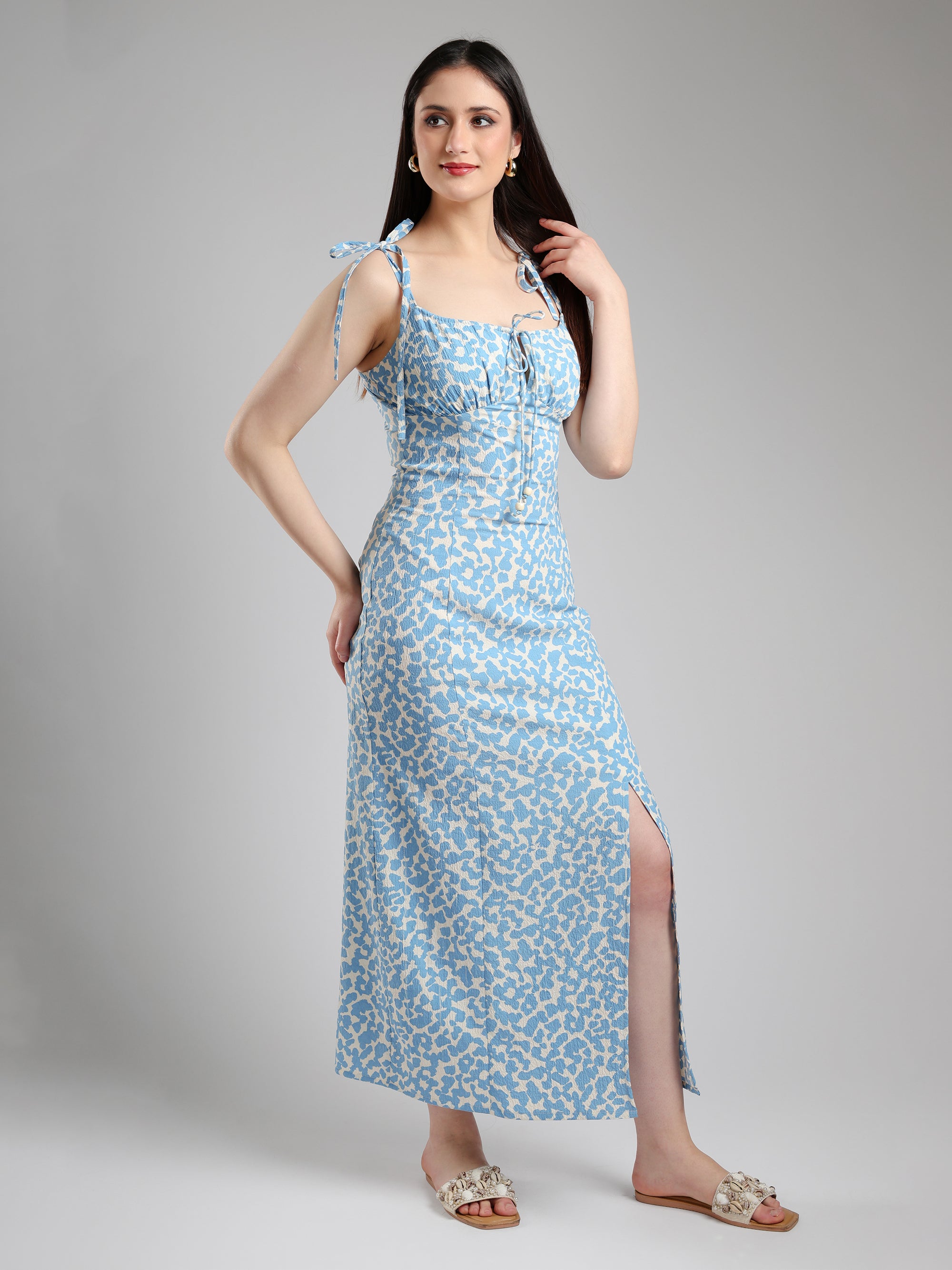 Lyra Blue long Slit dress