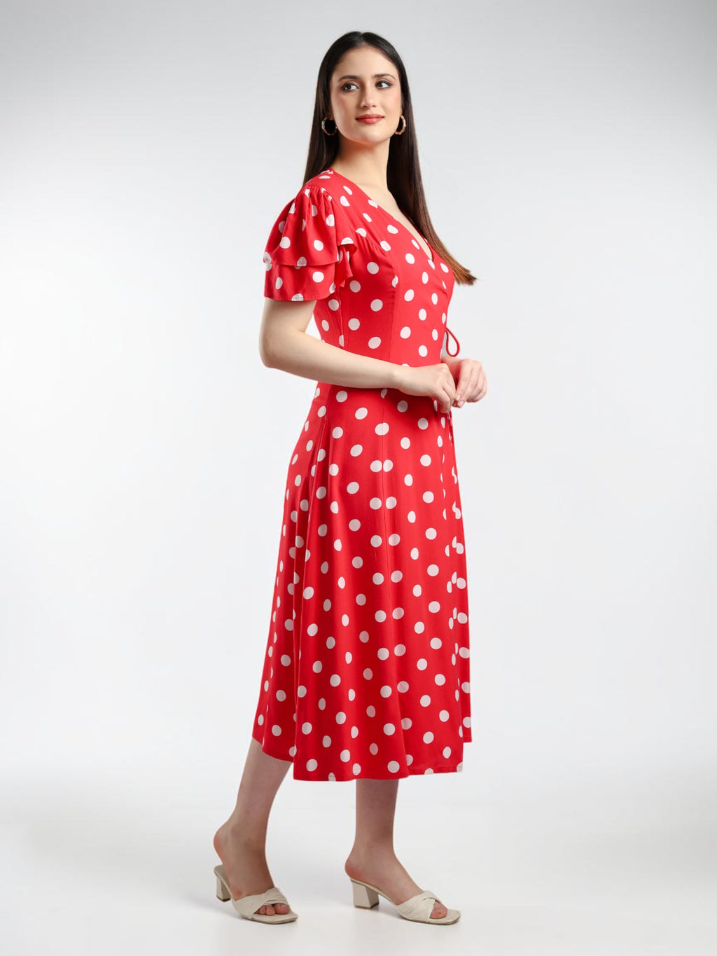 Cory edge red polka dot dress for women