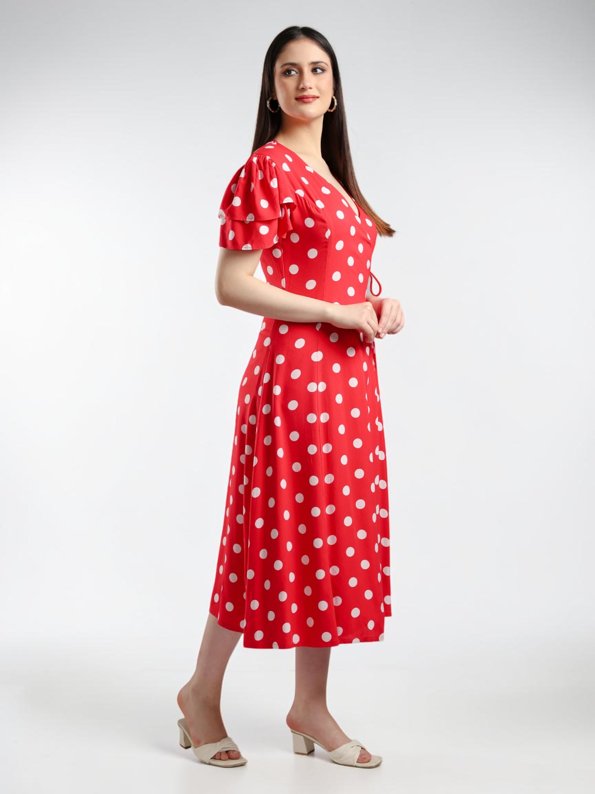 Cory edge red polka dot dress for women