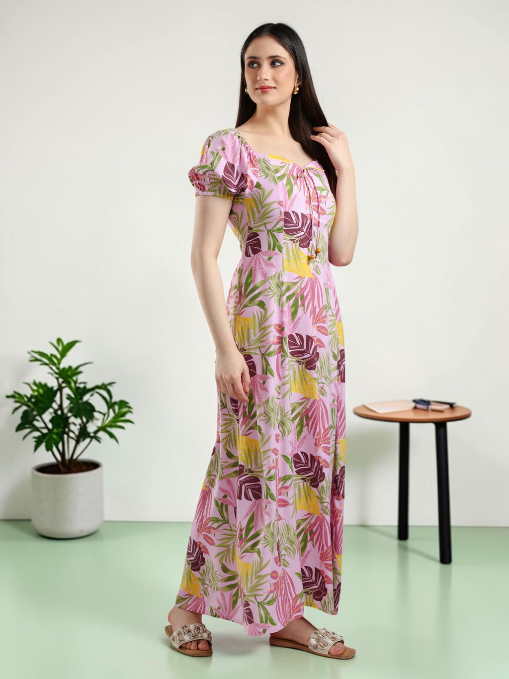 Pink Floral Print Dress for Summer season