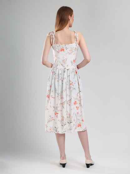Miraya Floral Printed Fit & Flare Midi Dress for Women