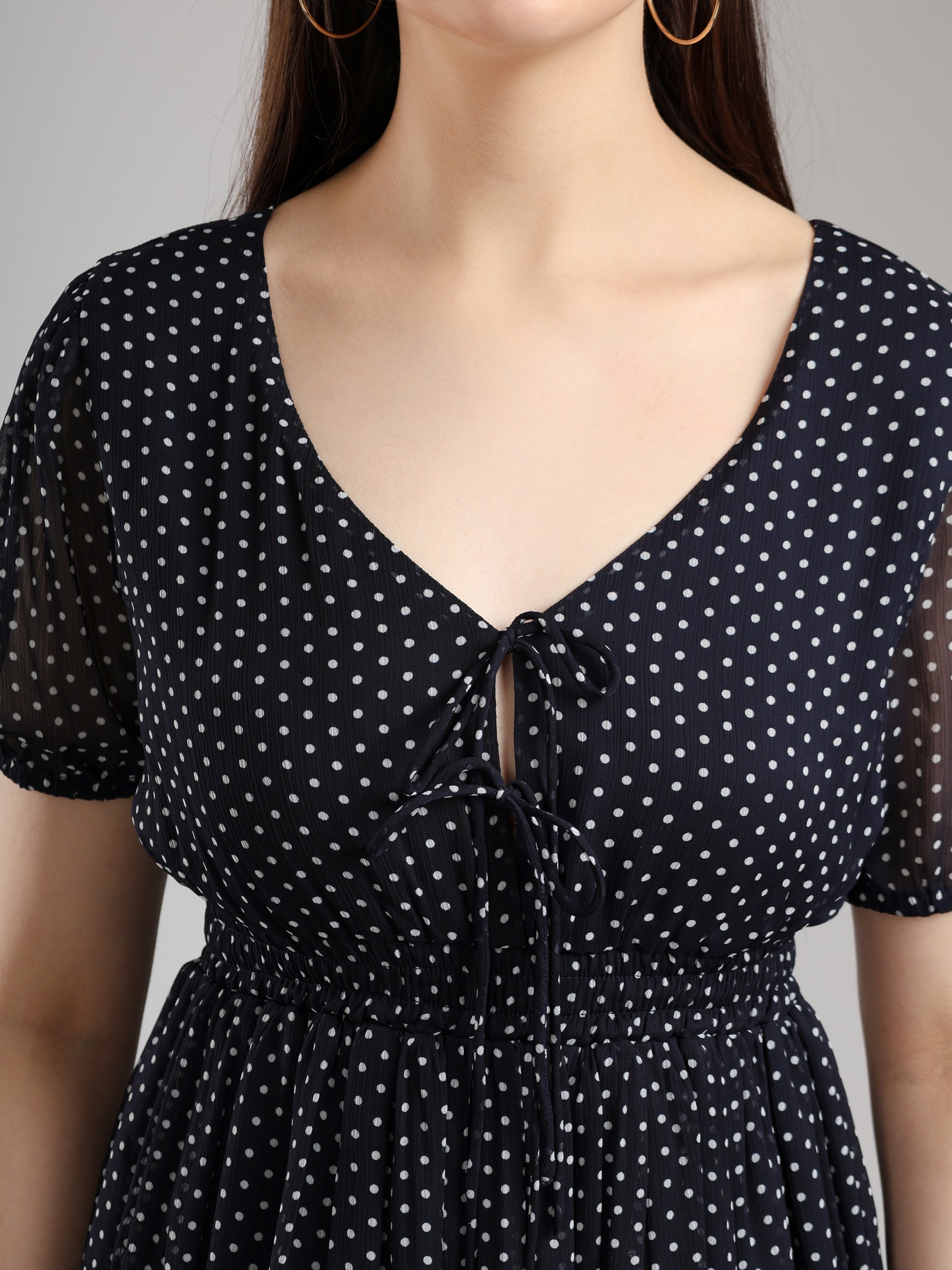 Selis Polka Chiffon Dress