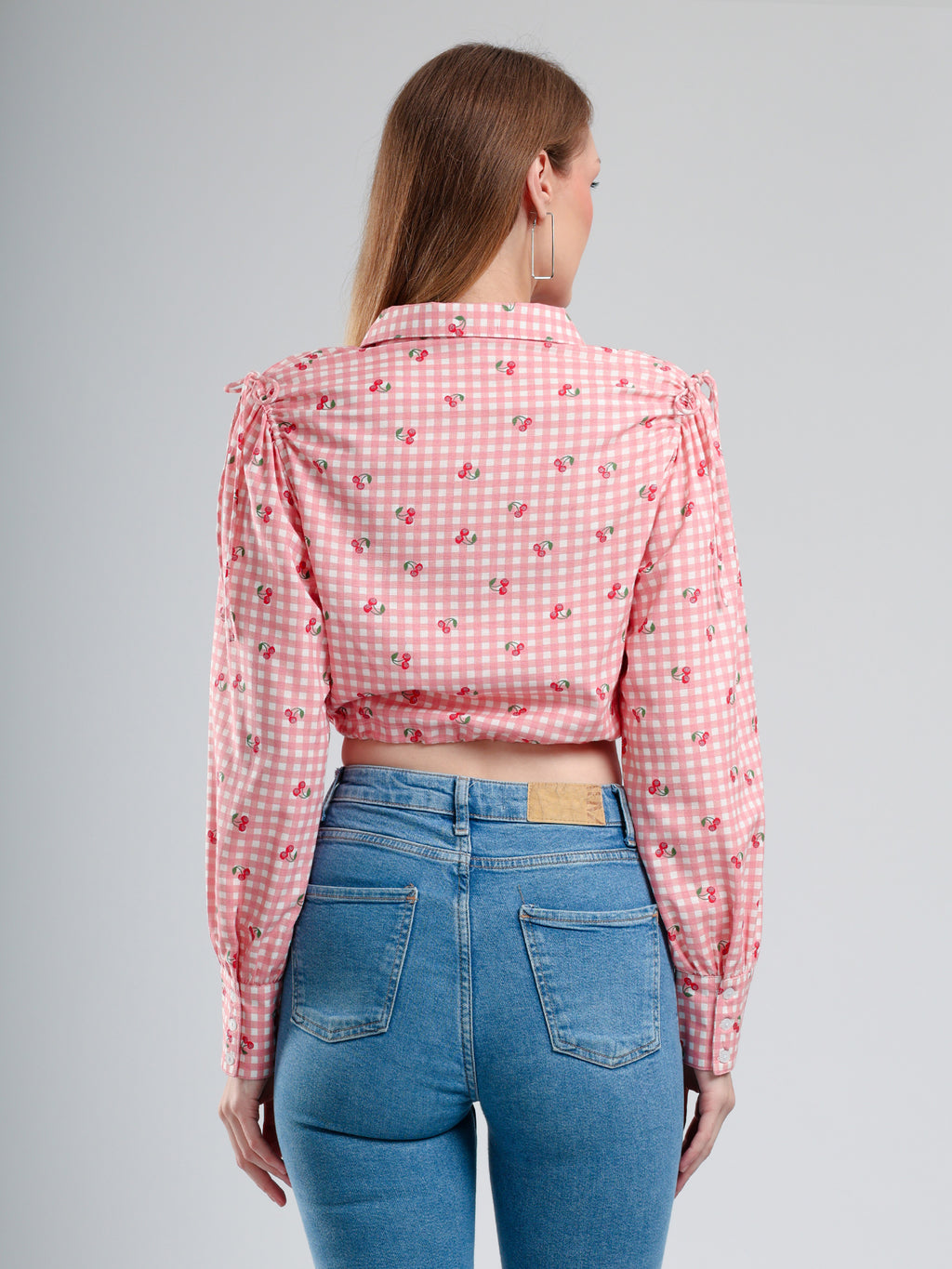 Cory edge Red and white checkered shirt with floral patterns