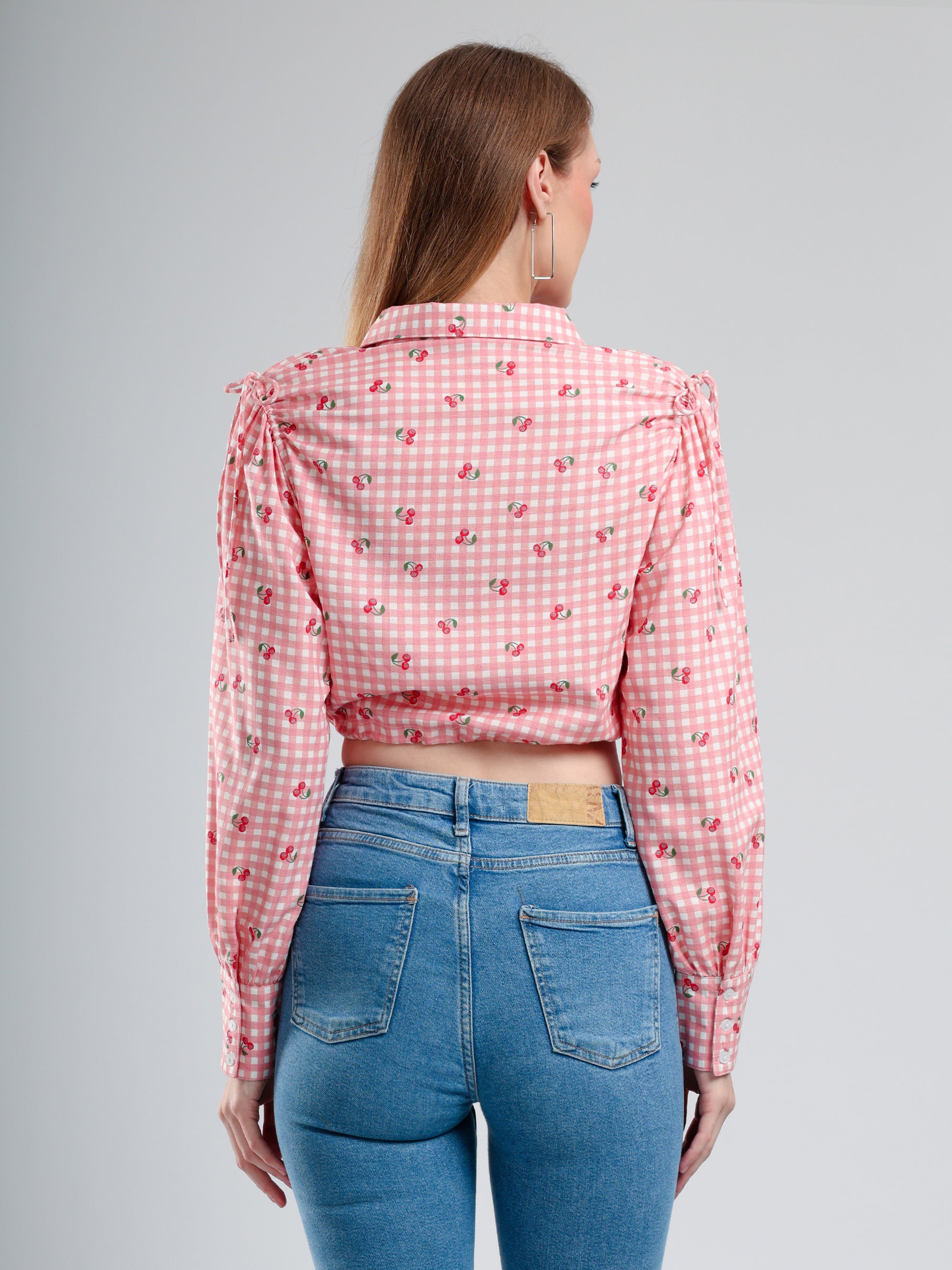 Cory edge Red and white checkered shirt with floral patterns