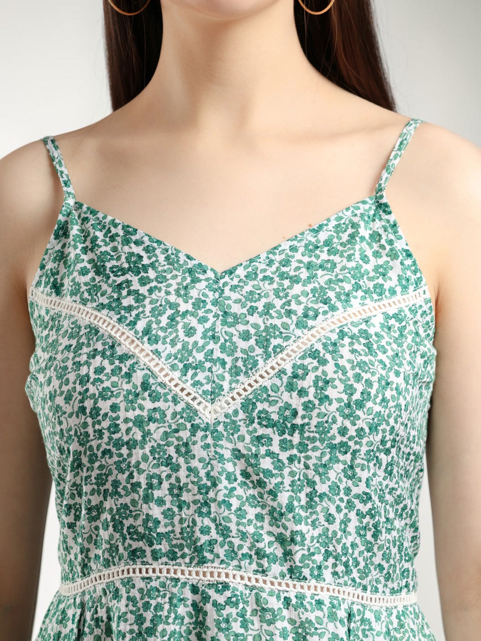 green print floral dress