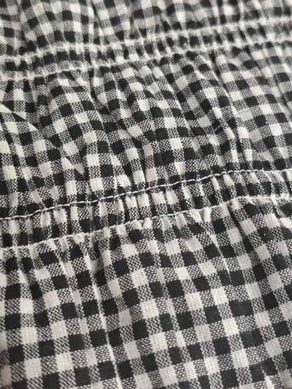 Noir Gingham Smocked Peplum Top