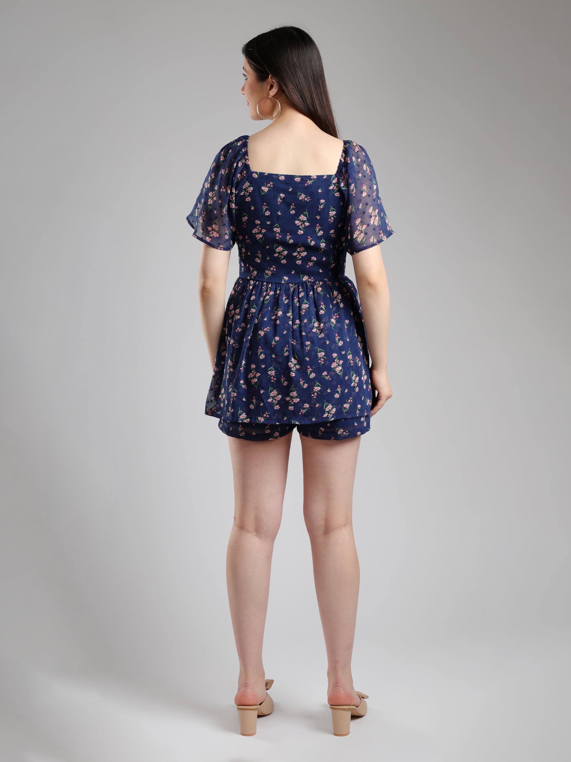 Serra Printed Blue Romper