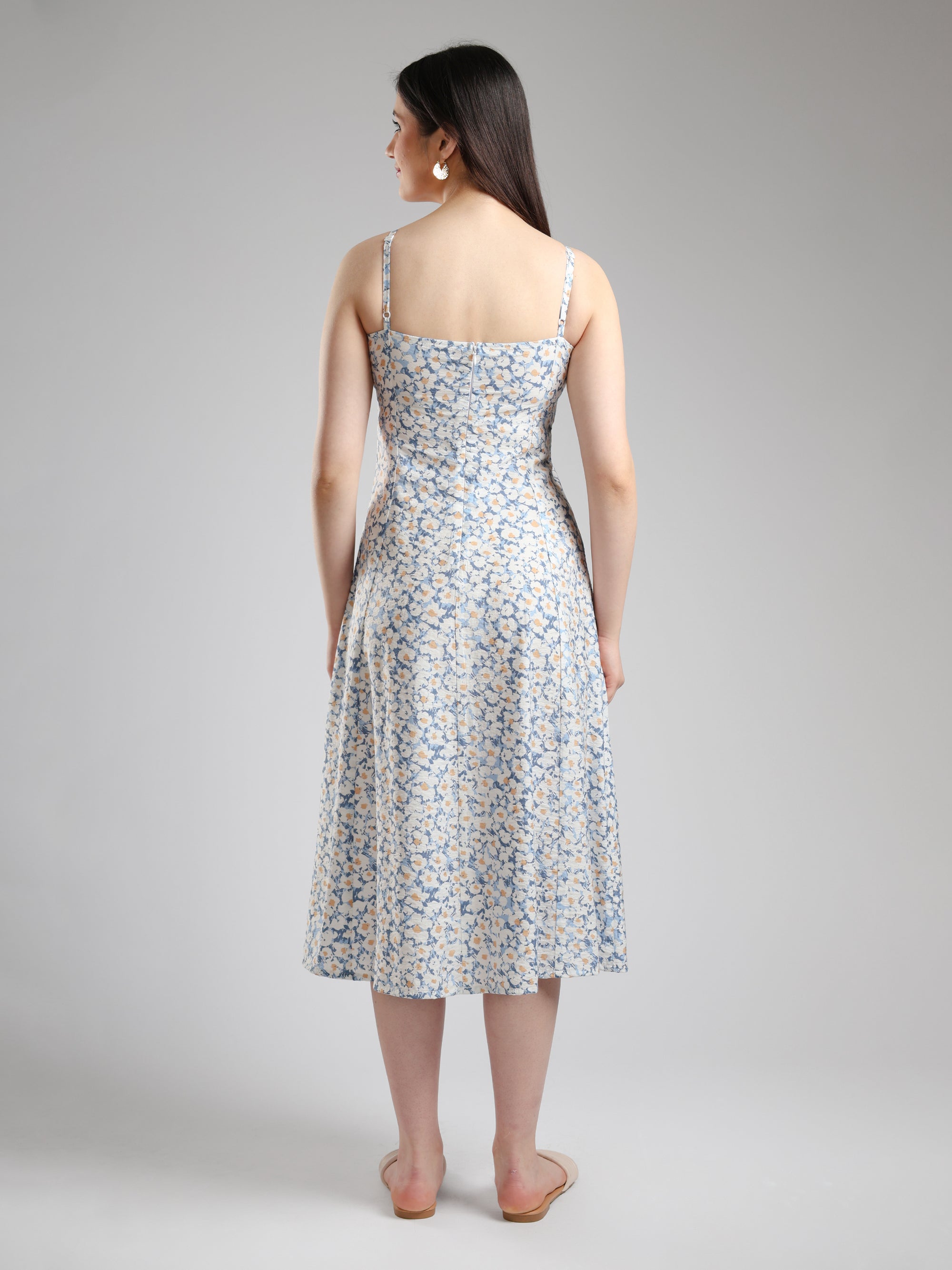 Ismera Midi Floral Dress- Blue