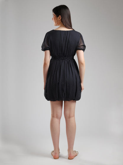 Selis Polka Chiffon Dress