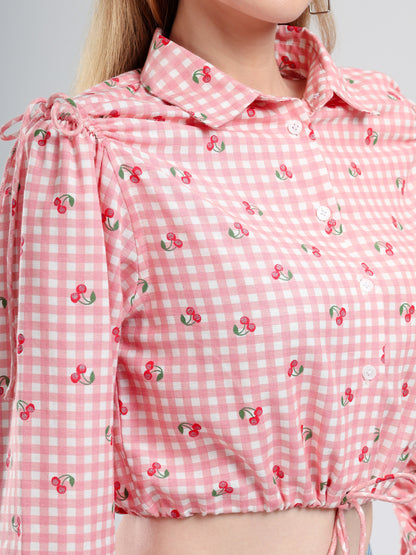 Cory Edge Athena Full sleeve top- Cherry pink