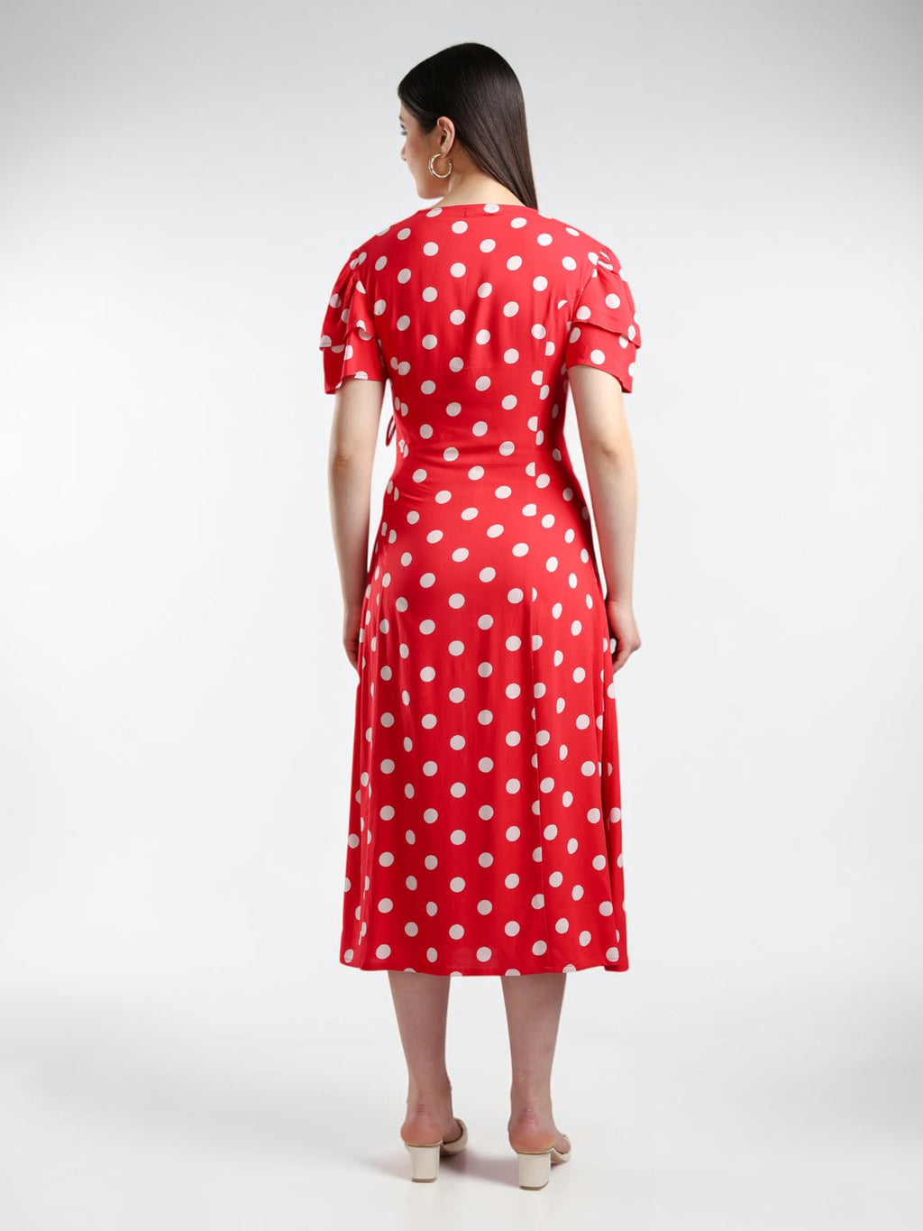 Polka Dot Midi Red Dress for women and girl