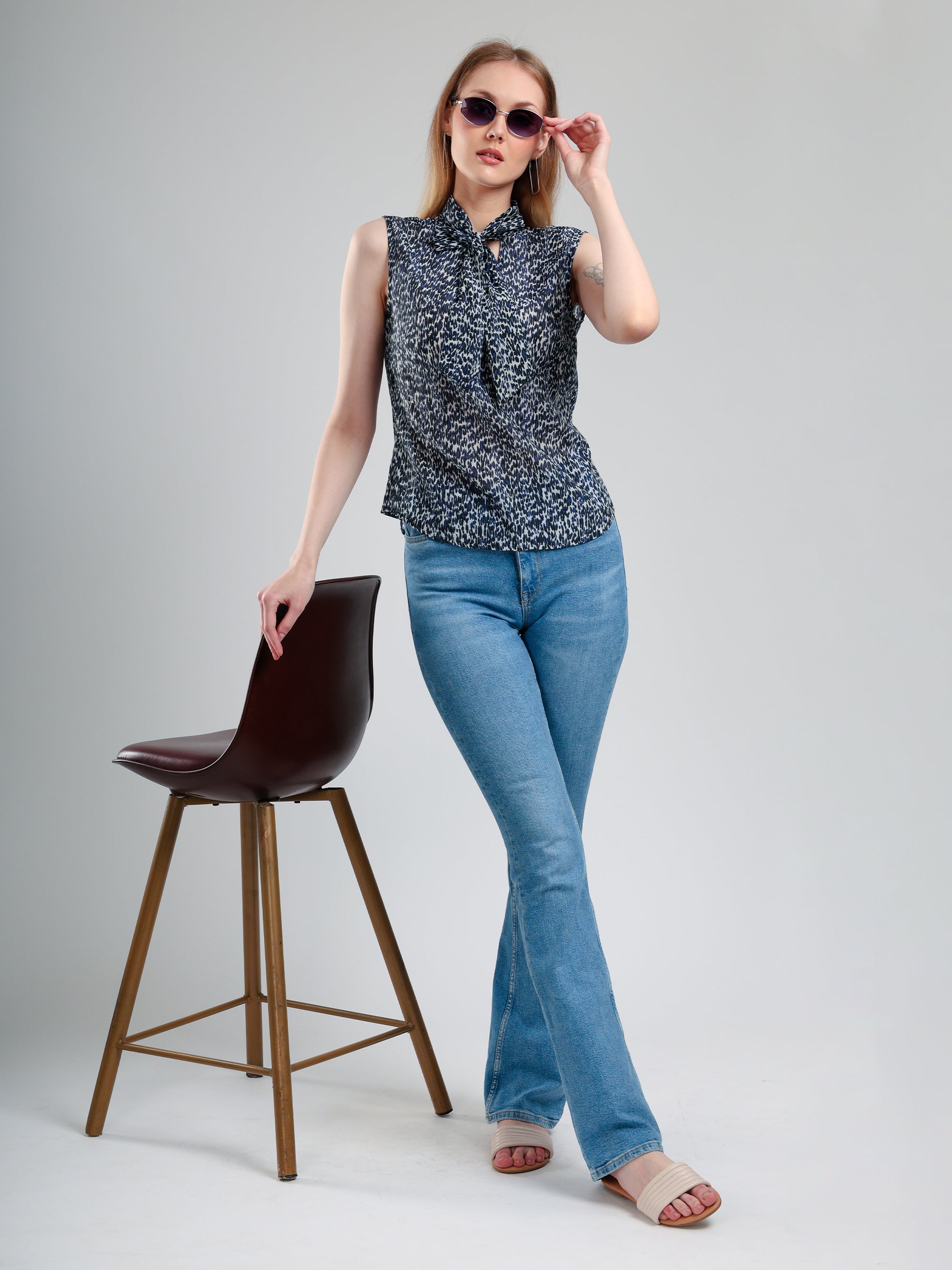 Cory edge Paros sleeveless blouse- Animal print