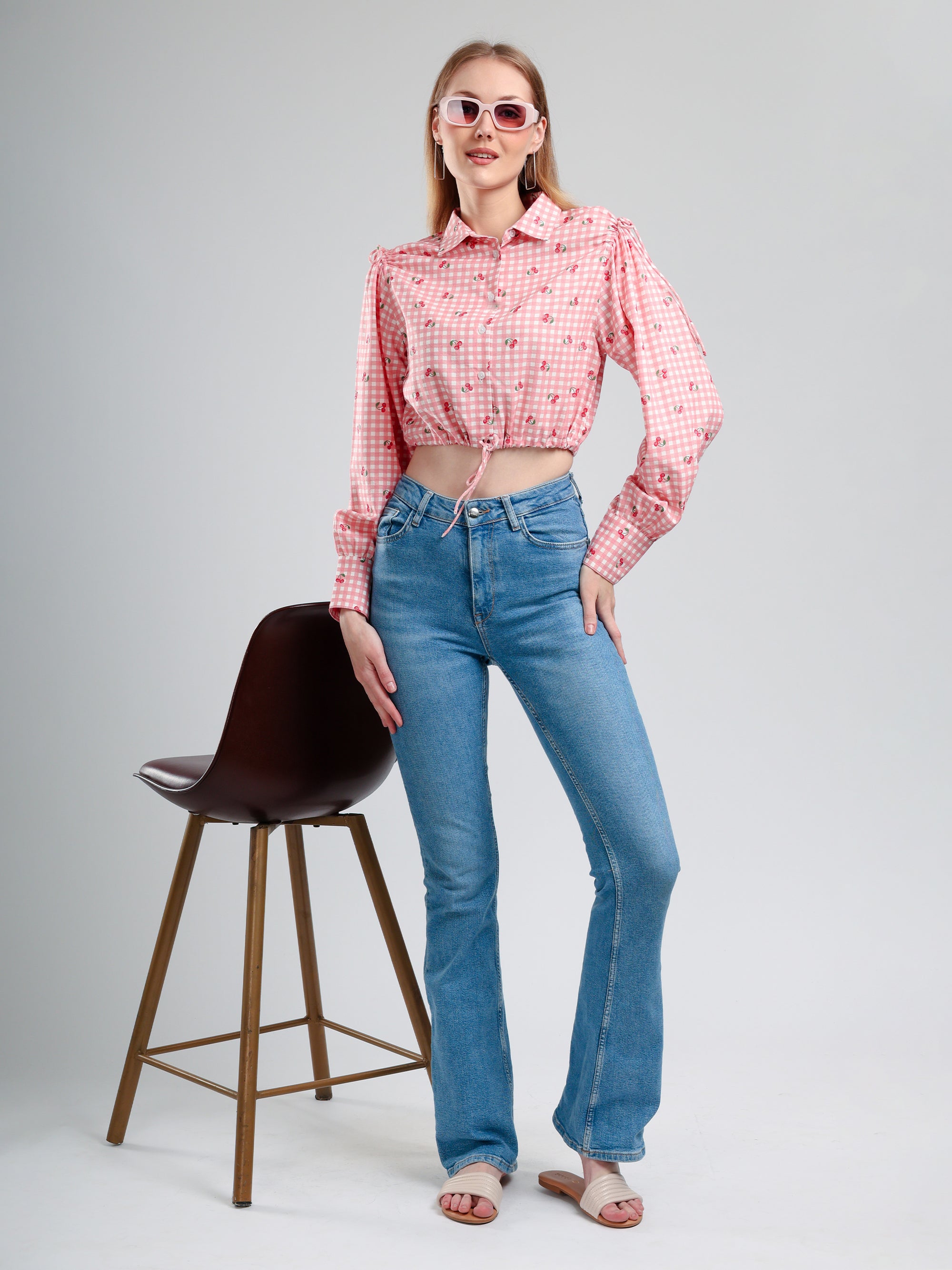 Cory Edge Athena Full sleeve top- Cherry pink