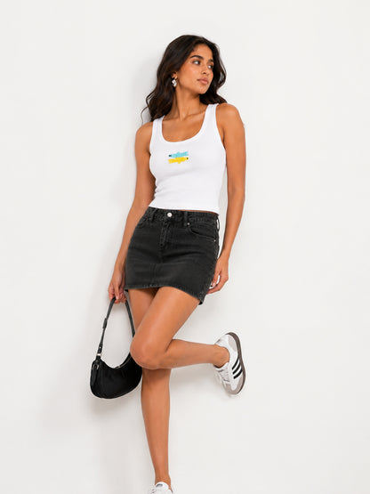 Fish Embellished Rib Scoop Neck Tank Top