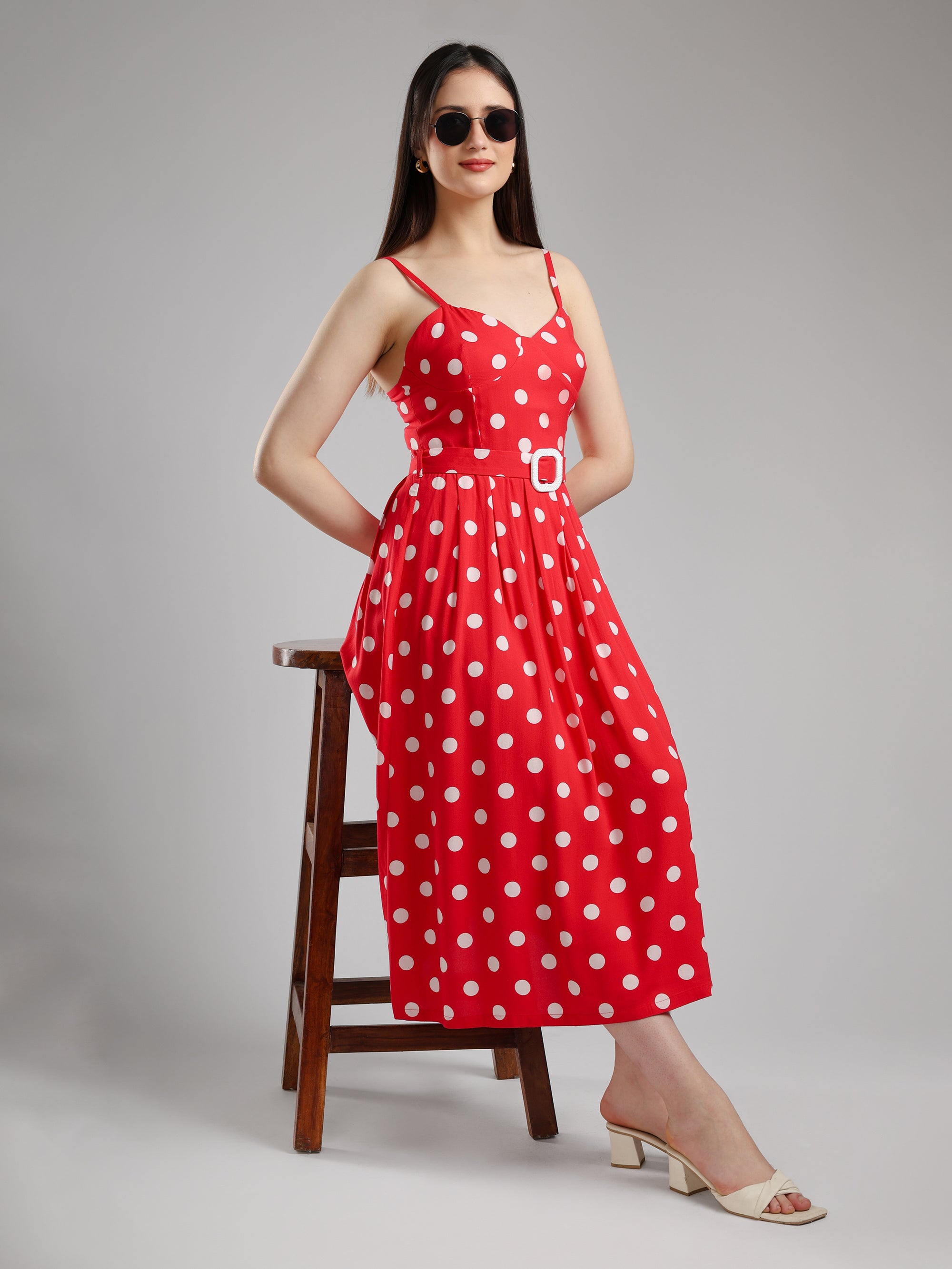 Azira Polka dot Midi Dress
