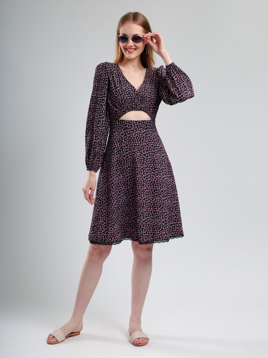 Cory Edge Santorini long sleeve V neck dress
