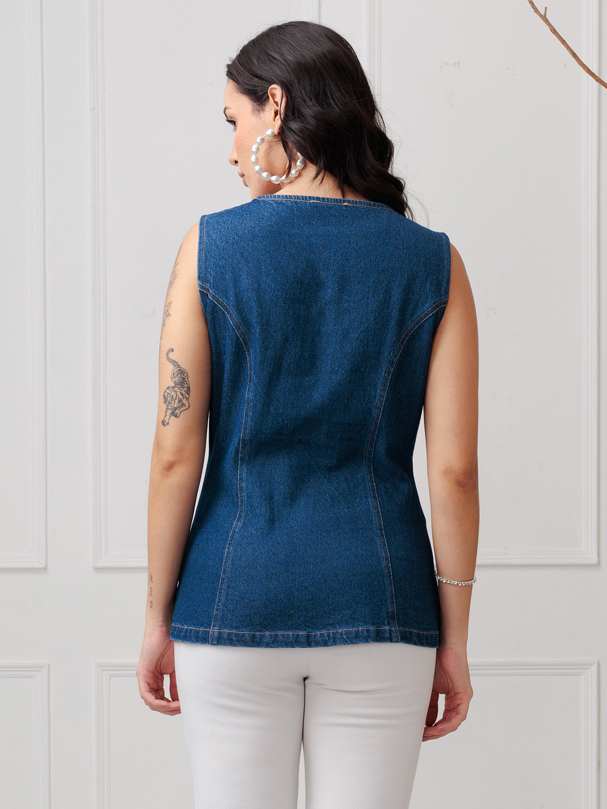 Denim Top back pose