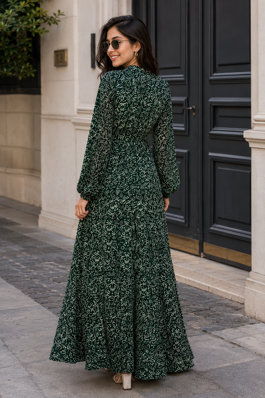 Green Floral Printed Fit & Flare Maxi Dress for Women – Cory Edge