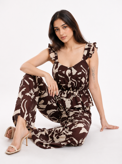 Aegean Abstract Brown Jumpsuits for Women