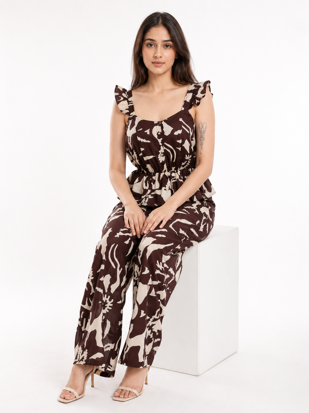 Aegean Abstract Brown Jumpsuits for Women