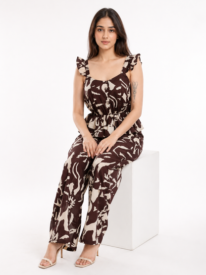 Aegean Abstract Brown Jumpsuits for Women