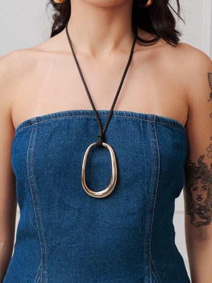 Women’s Dark Wash Strapless Denim Peplum Corset Top