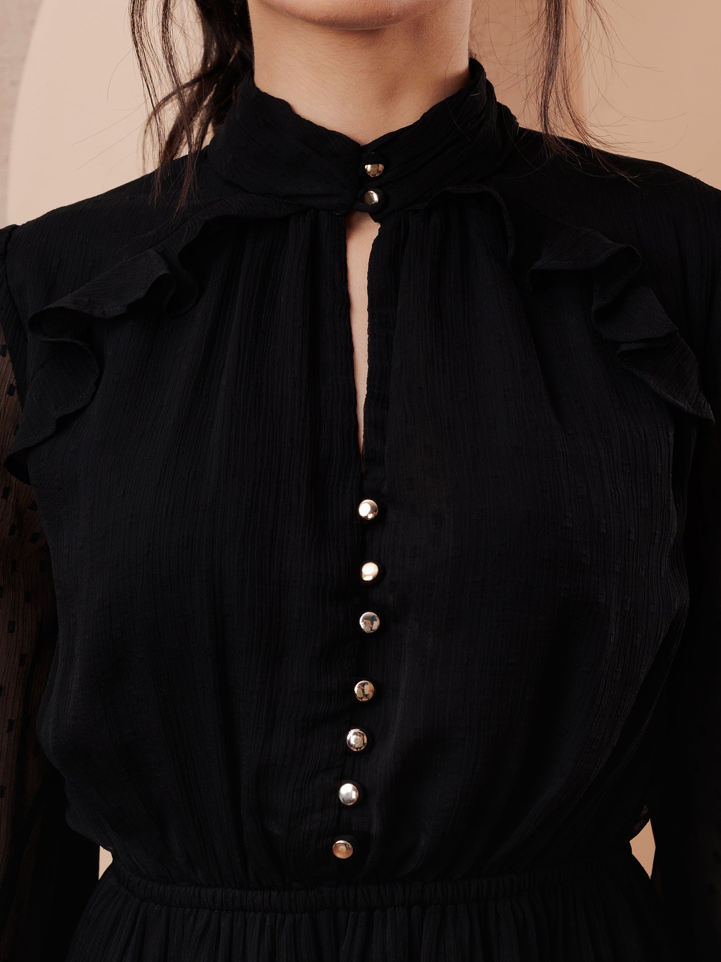Midnight Ruffled Charm Dress