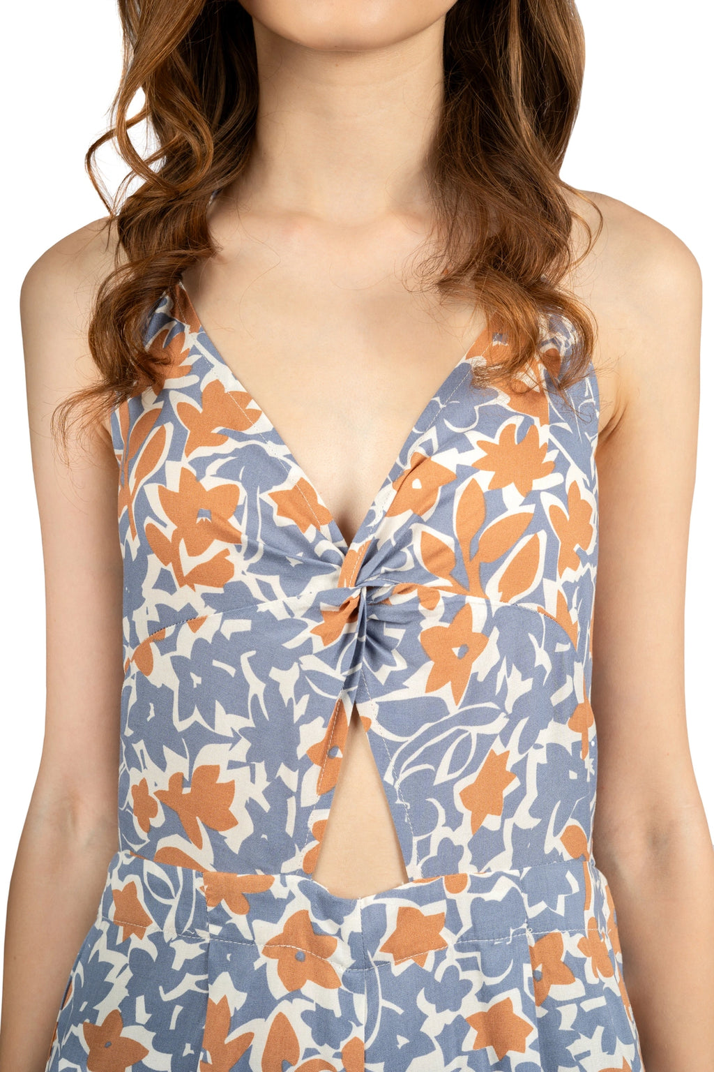 Multicolour Floral Fitted Jumpsuit in Rayon