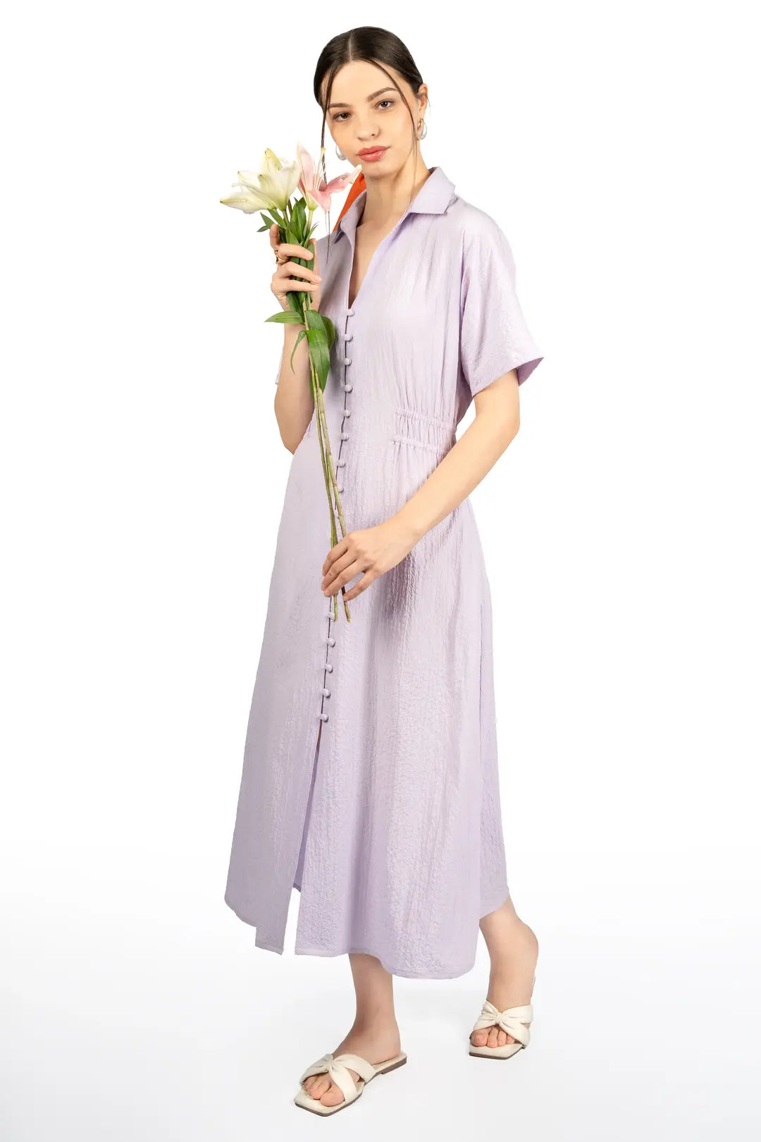Lavender Collared Fit & Flare Midi Dress Cory Edge Lavender Collared Fit & Flare Midi Dress Cory Edge