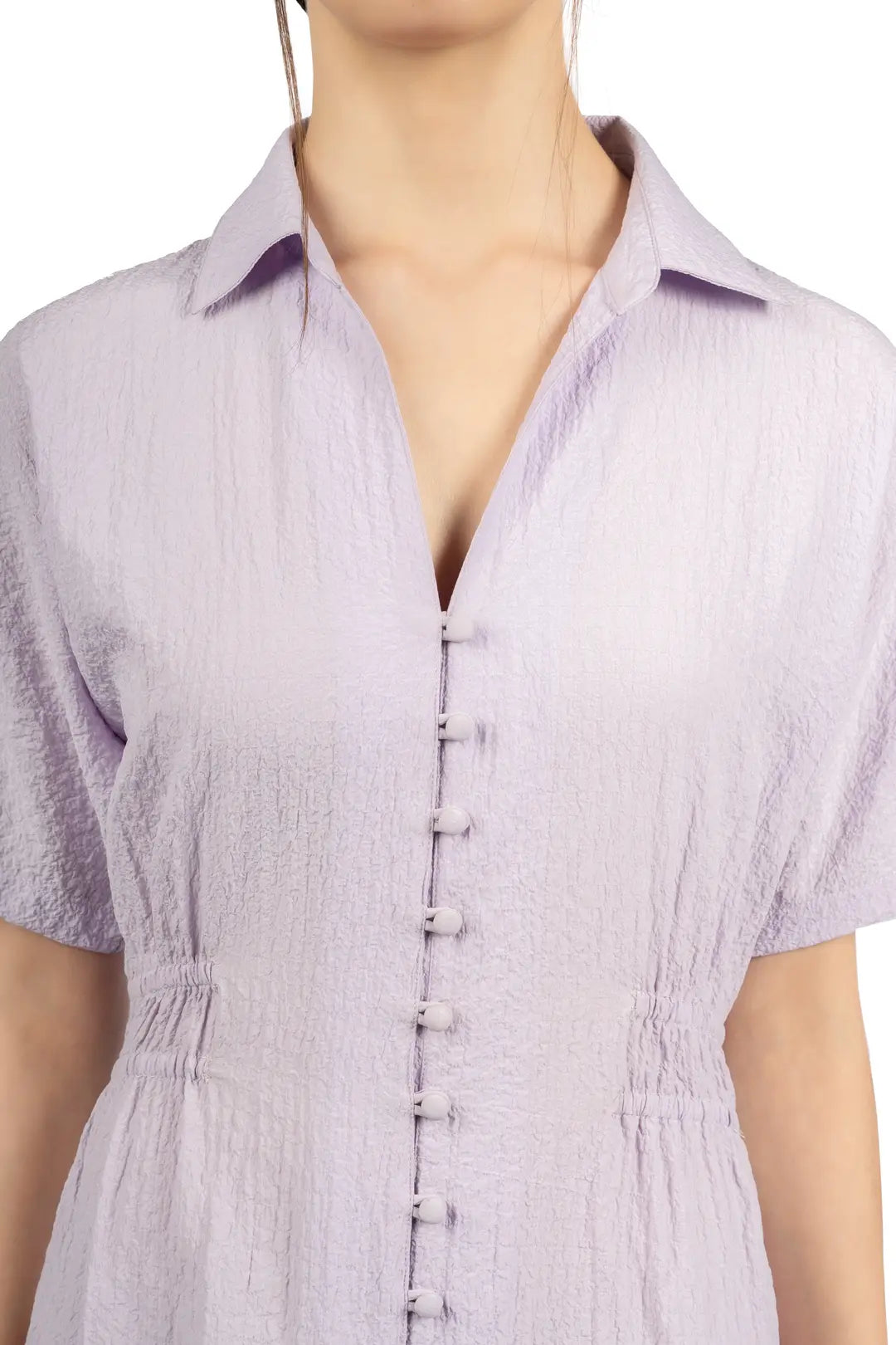 Lavender Collared Fit & Flare Midi Dress Cory Edge Lavender Collared Fit & Flare Midi Dress Cory Edge